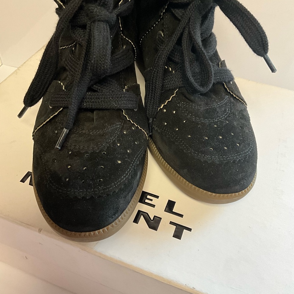 Isabel Marant Bobby Black Suede Leather Sneakers - Picture 8 of 14